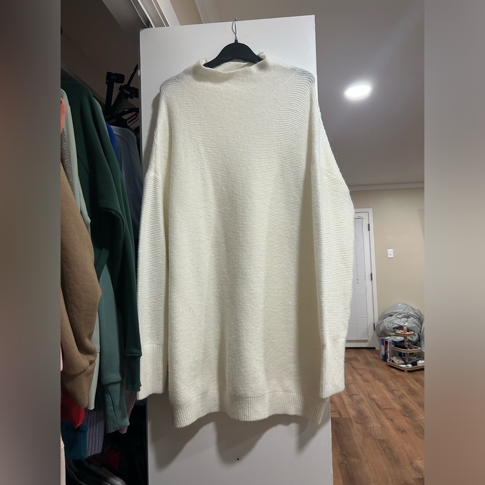 Long sleeve white sweater dress
